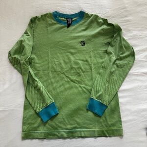 Billionaire Boys Club green and blue striped long sleeve shirt